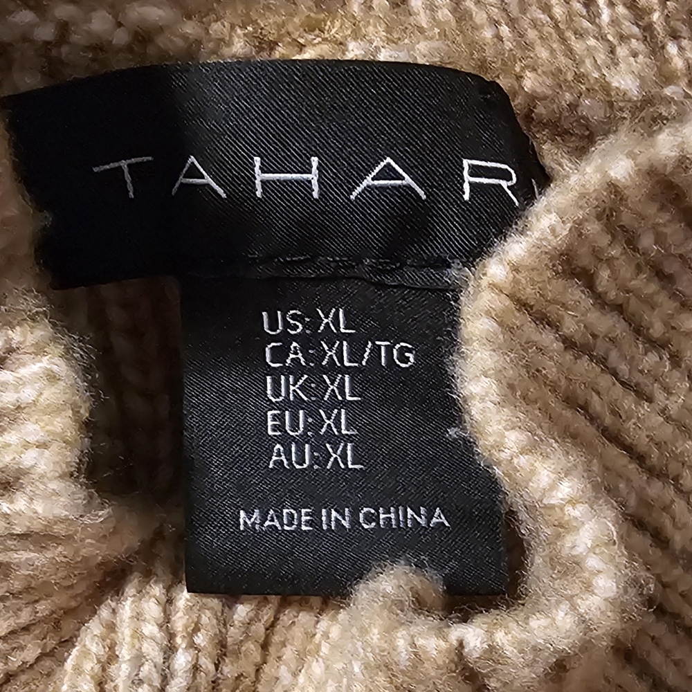 Tahari Mock White Shirt Layered Taupe Sweater Dress Taupe Size Extra Large NWOT - Picture 9 of 13